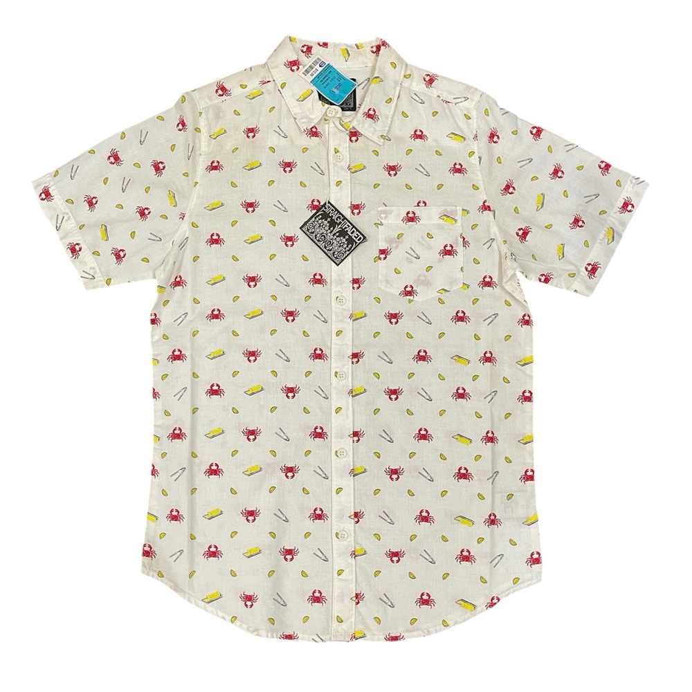 StraightFaded Casual Button Down Cream/White Small
